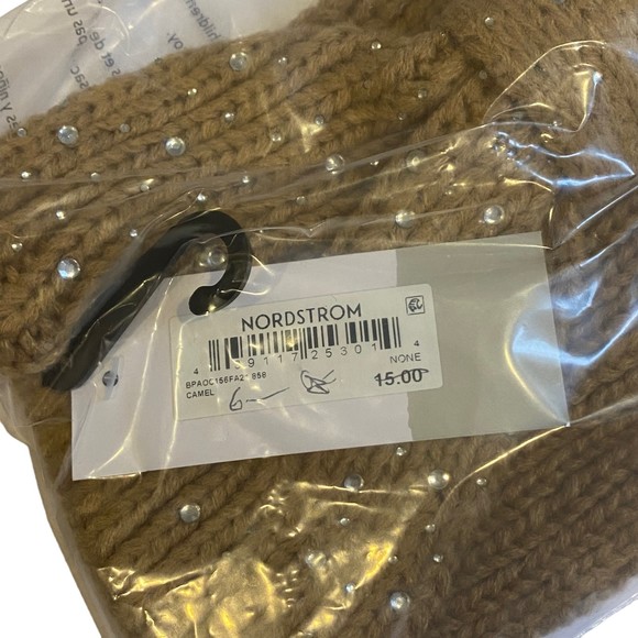 Nordstrom BP Camel Jeweled Winter Headwrap NWT - Picture 3 of 3